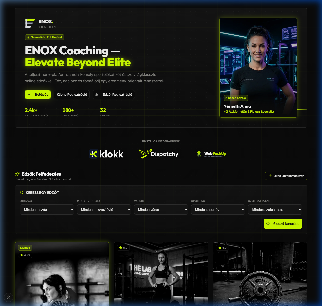 Screenshot of ENOX Coaching
